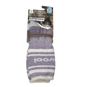 Smartwool Merino Wool Slipper Socks Crew Unisex Size Small Purple Striped Design